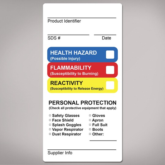 Avery; Avery HMIS Secondary Container Labels, Waterproof, Chemical Resistant, Preprinted, Handwrite-Only, 4" x 2", 50 HMIS Labels; Category:Labels; Image:1